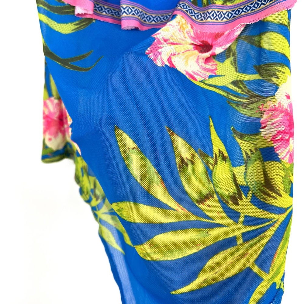 NWOT Jealous Tomato Womens Size Medium Tropical Floral Thong Jumpsuit Blouse Top - Picture 7 of 9